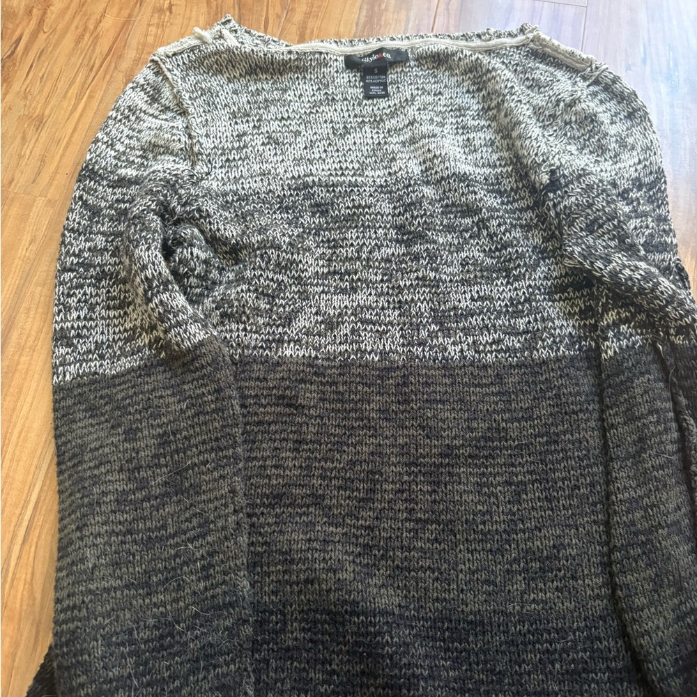 Style & Co. Women's Crewneck Ombre Sweater - Black & Gray